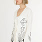 Off White & Black Print Tie Up Top