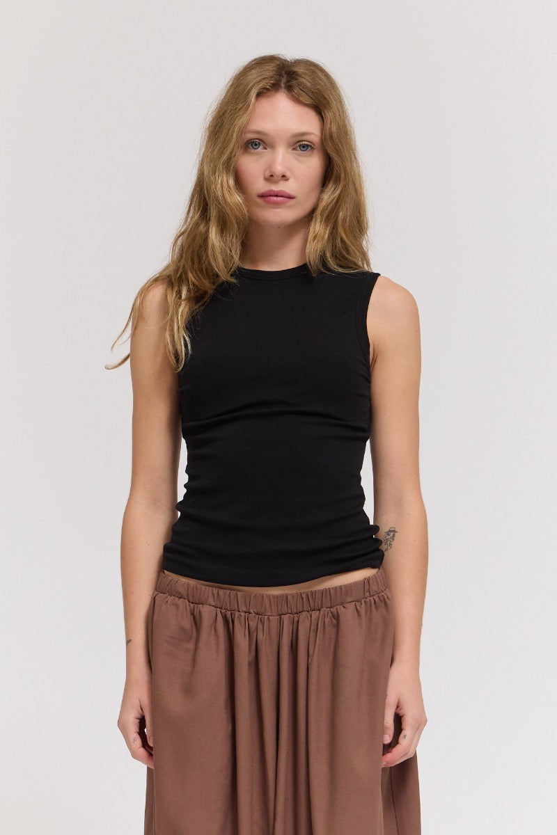 Basic Vest Top in Black and White