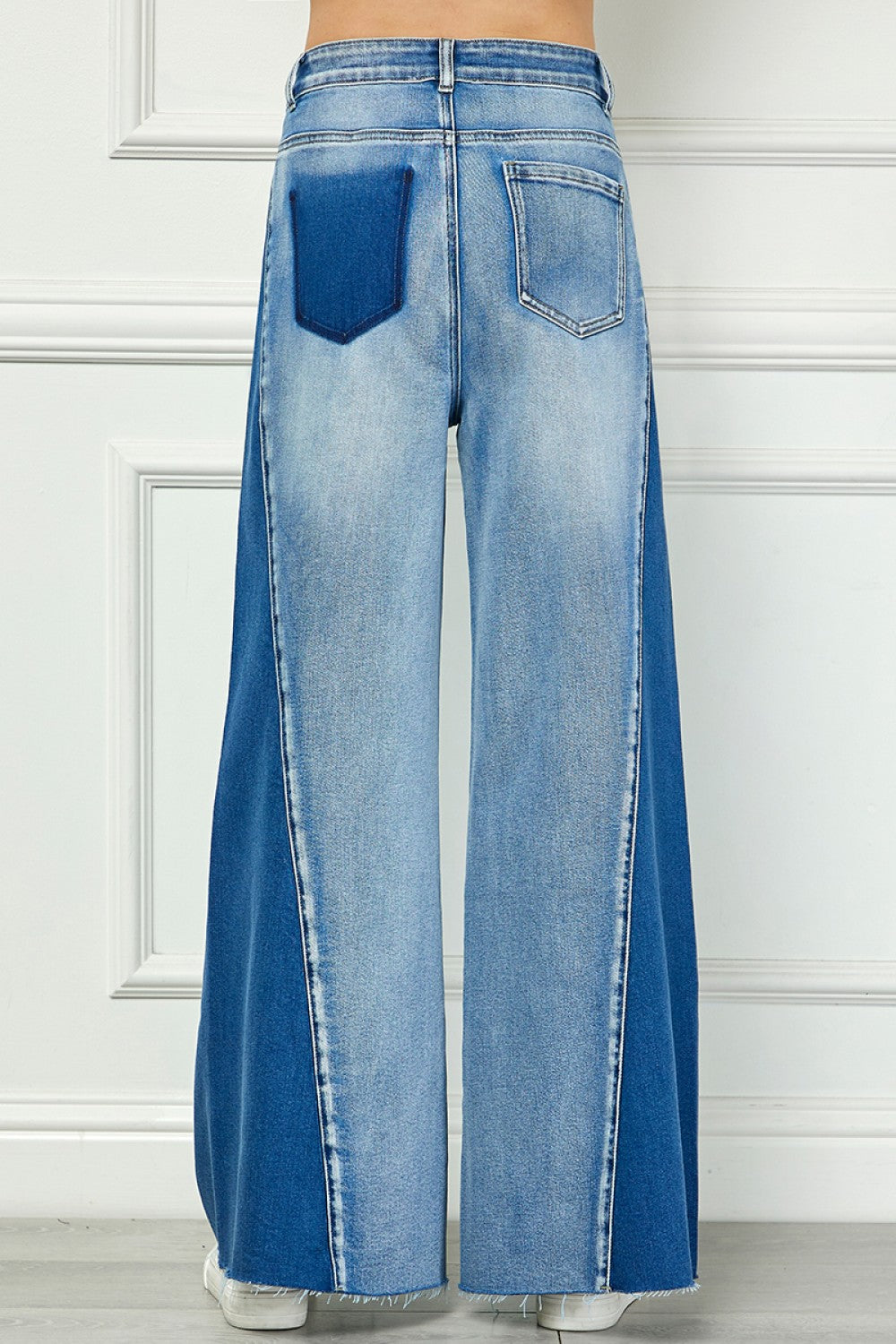 Two-Tone Wide Leg Jeans