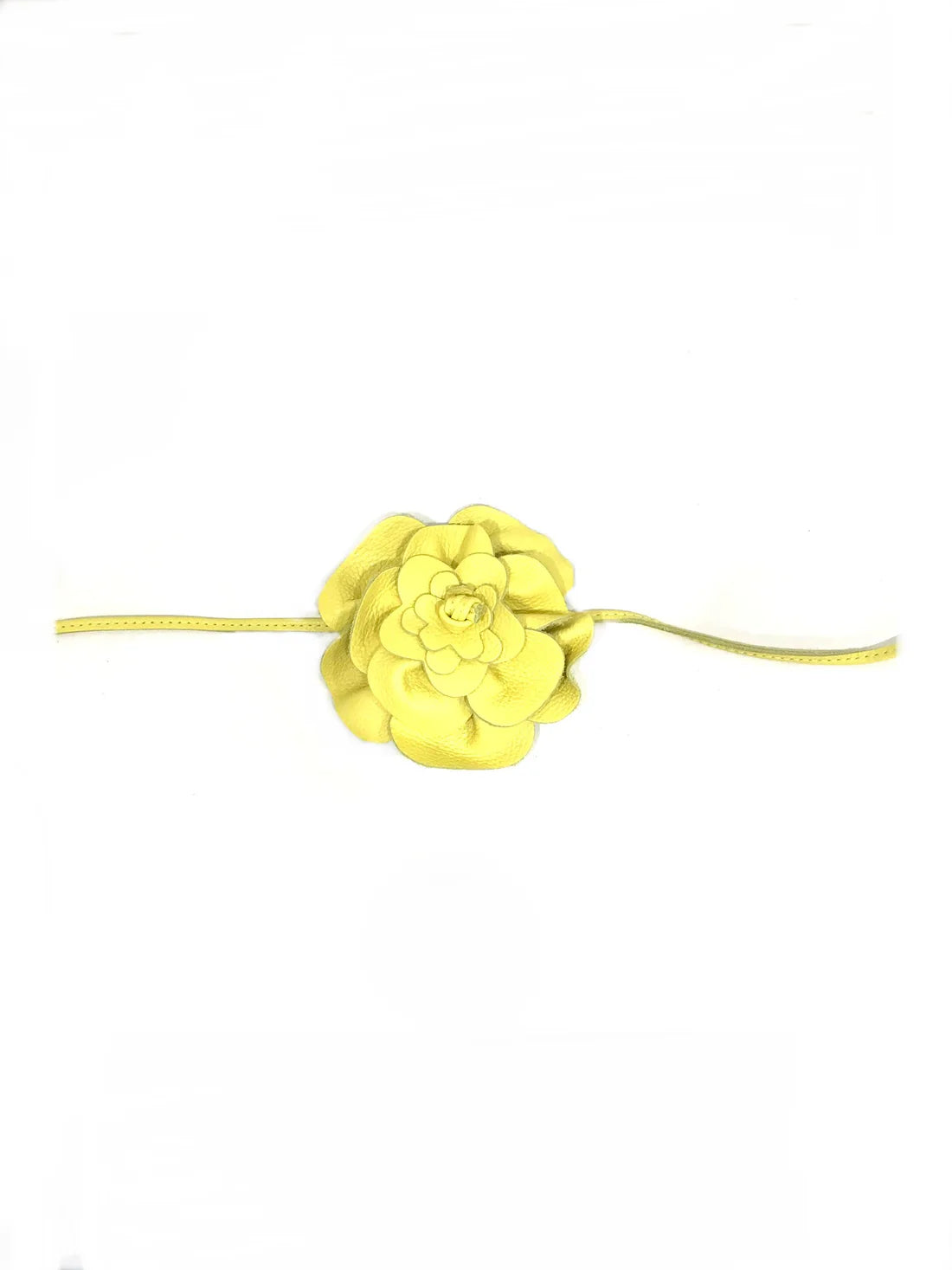 Yellow Leather Flower Belt