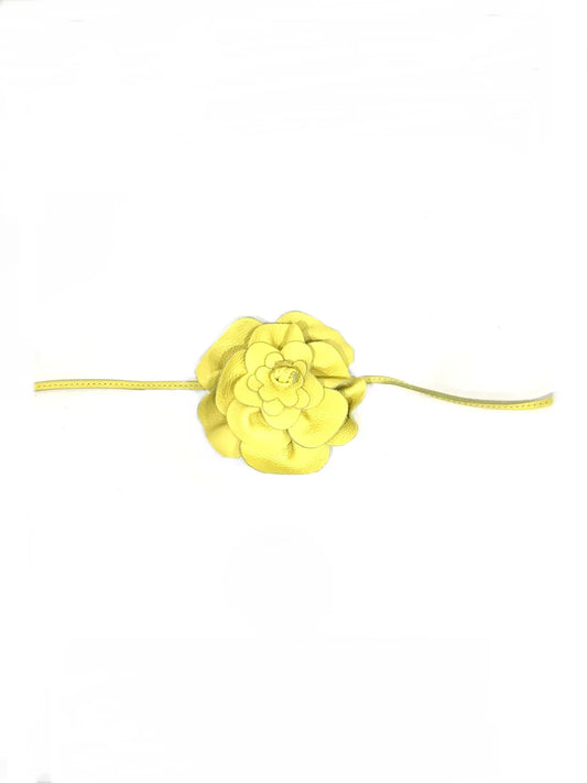 Yellow Leather Flower Belt