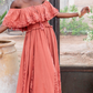Terracotta Off Shoulder Dress
