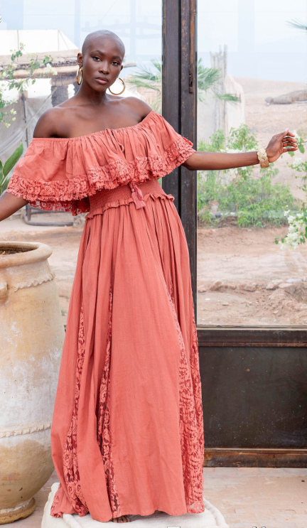 Terracotta Off Shoulder Dress