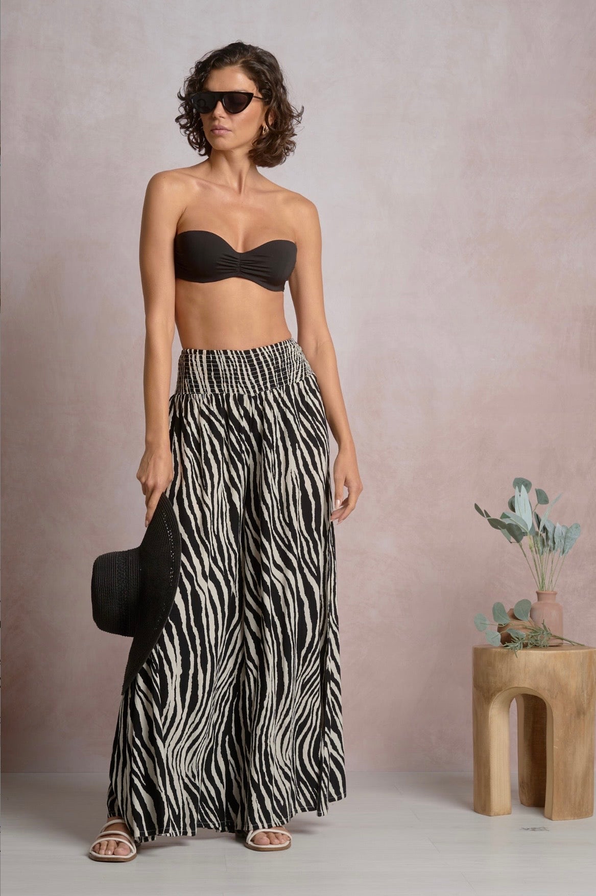Black & White Zebra Print Wide Leg Pant