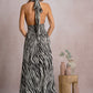 Black & White Zebra Print Halter Dress