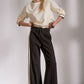 Black Track Pant With Cream Stripe