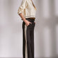 Black Track Pant With Cream Stripe