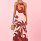 Palm Print Maxi Halter Dress