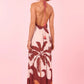 Palm Print Maxi Halter Dress