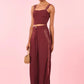 Burgundy Embroidered Linen Top
