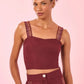 Burgundy Embroidered Linen Top