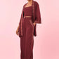 Burgundy Embroidered Linen Kimono