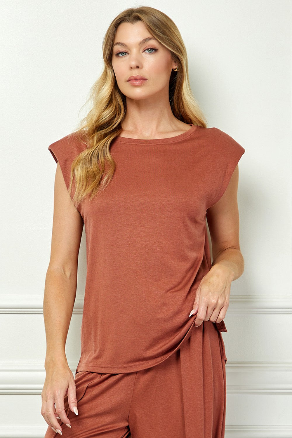 Rust Lightweight Knit Top