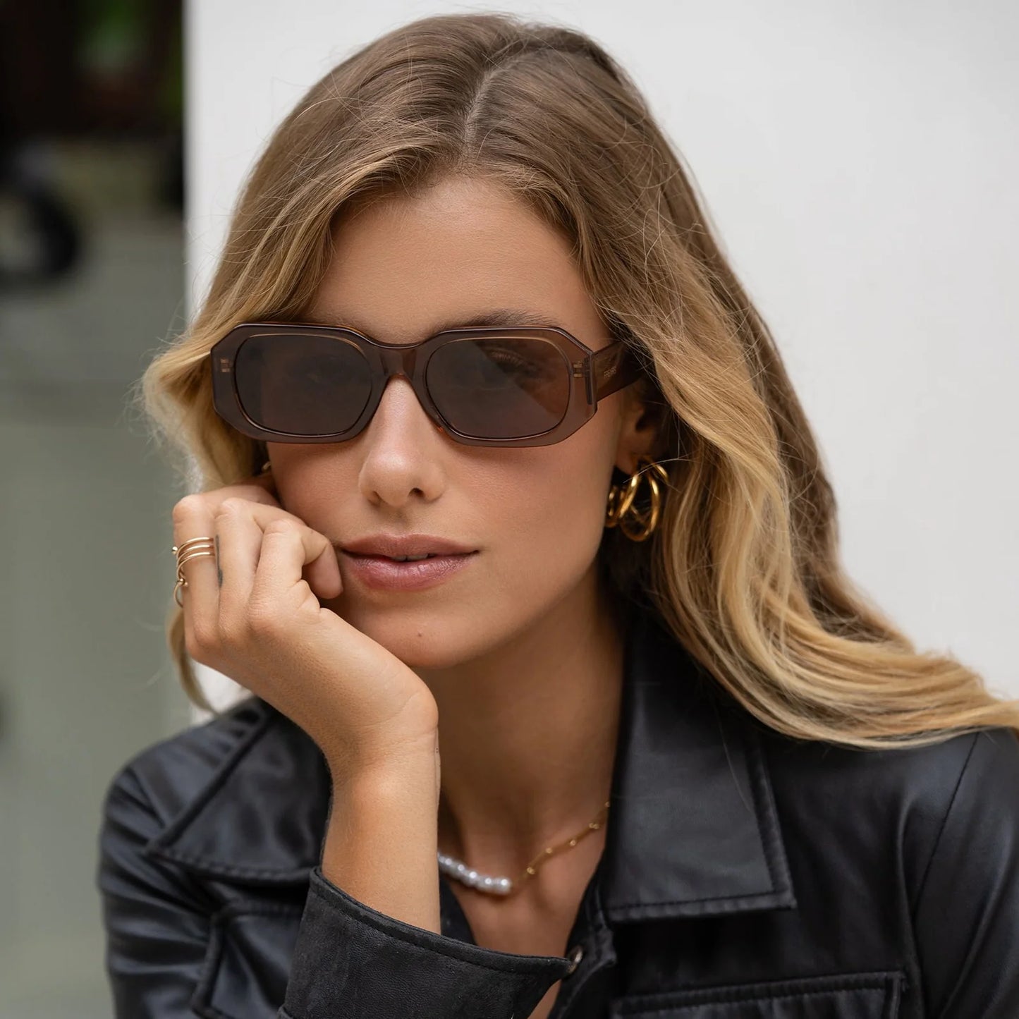 Brown Rectangle Sunglasses