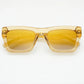 Tan Rectangle Sunglasses with Mirror Lens