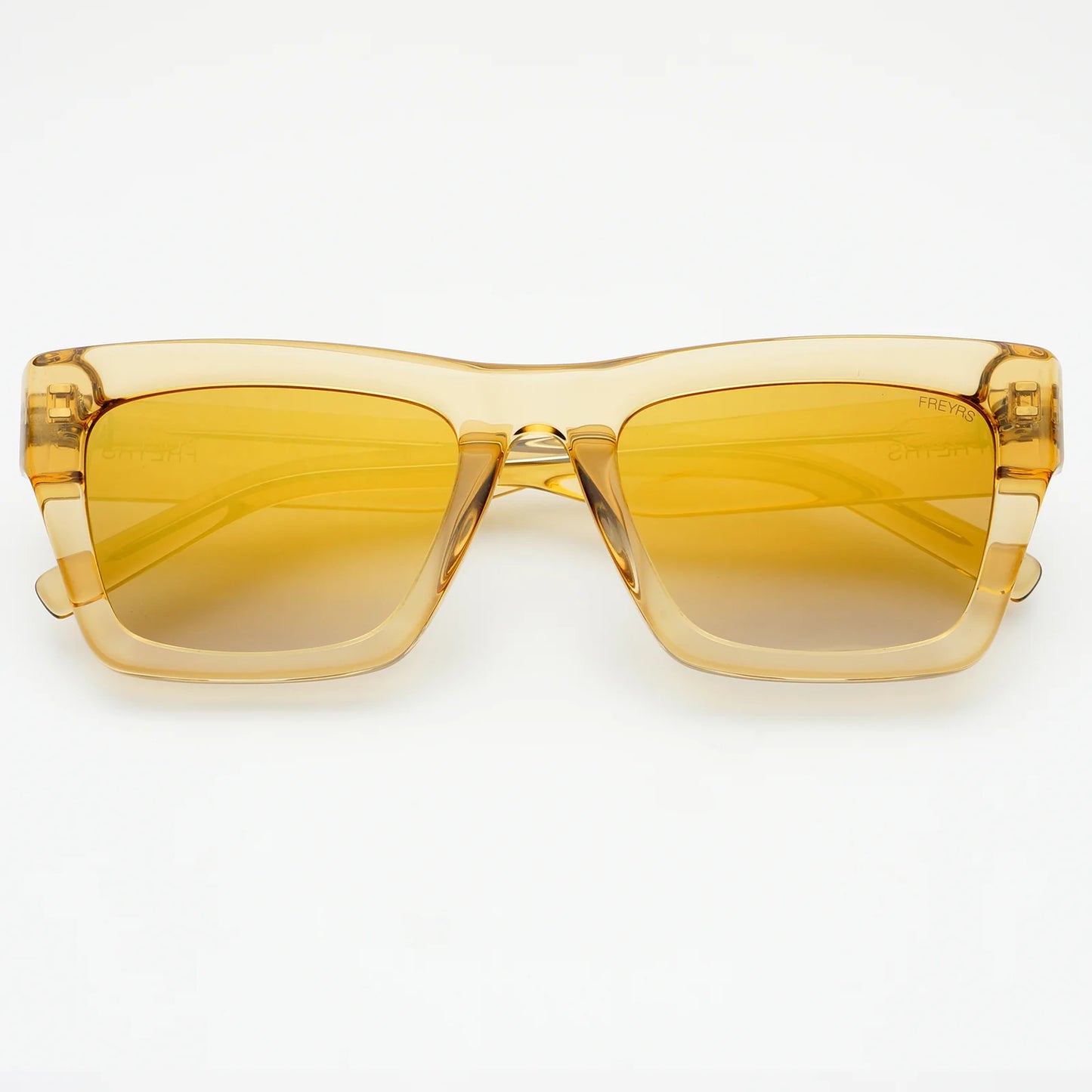 Tan Rectangle Sunglasses with Mirror Lens