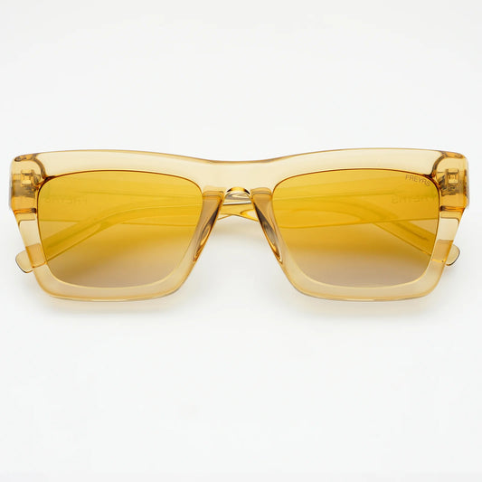 Tan Rectangle Sunglasses with Mirror Lens