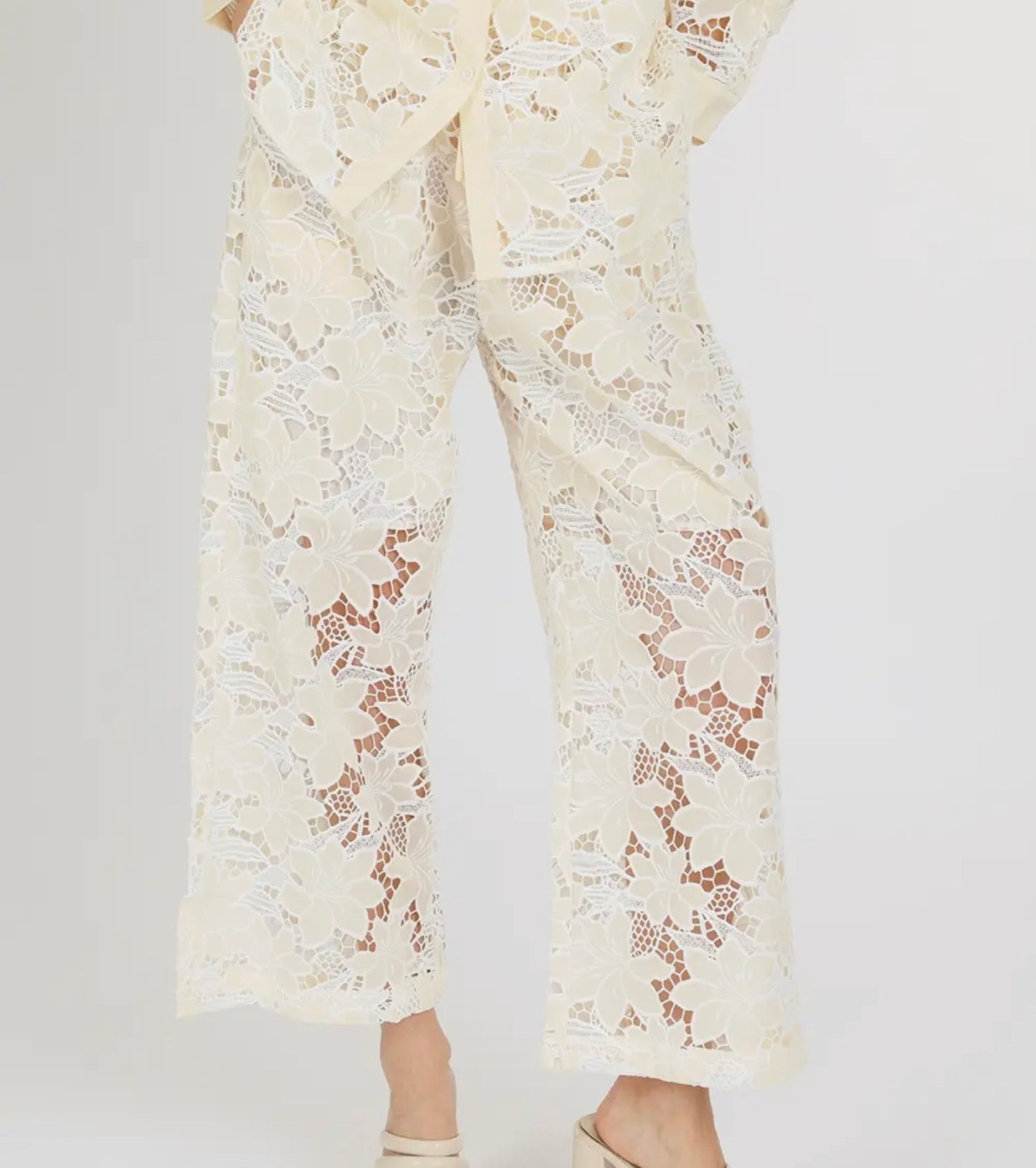 Butter & White Embroidered Pants