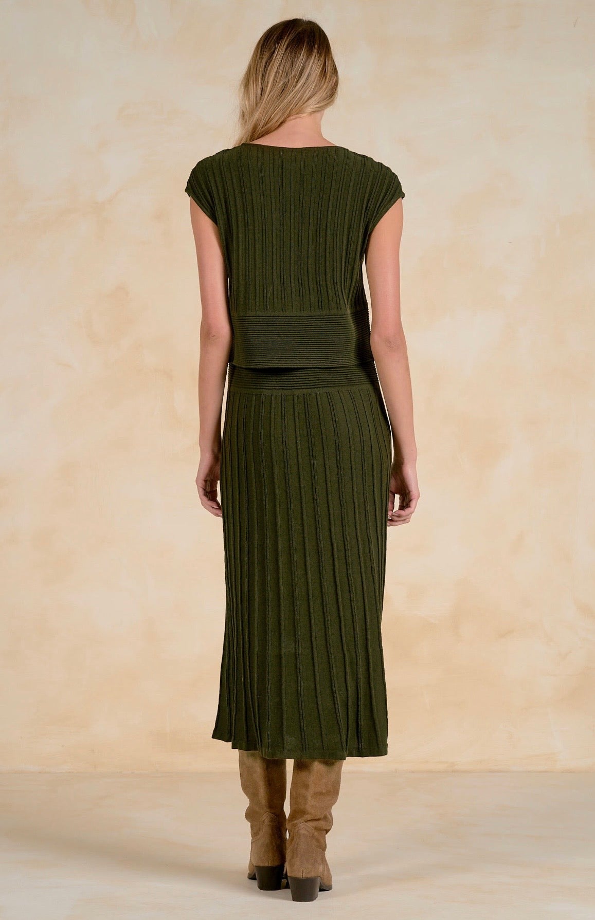 Olive Knit 2 Piece Dress