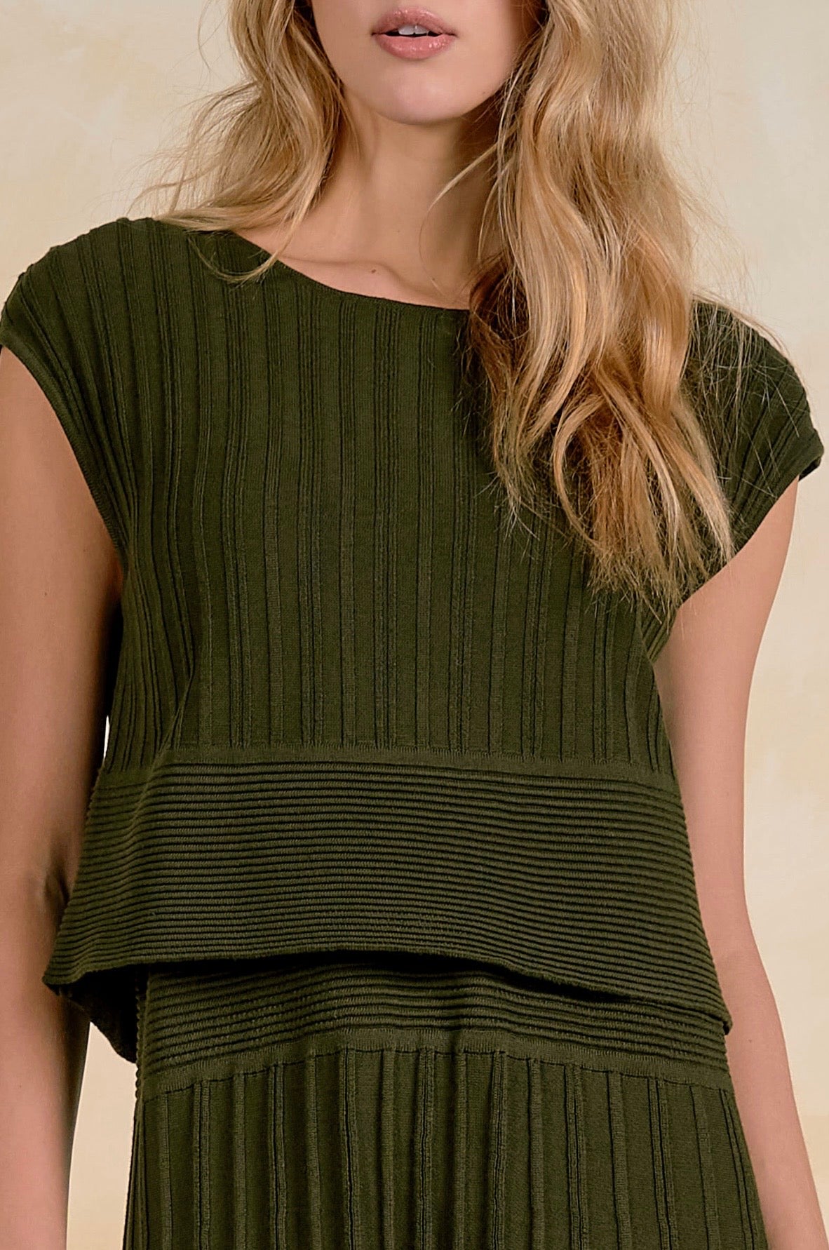 Olive Knit 2 Piece Dress