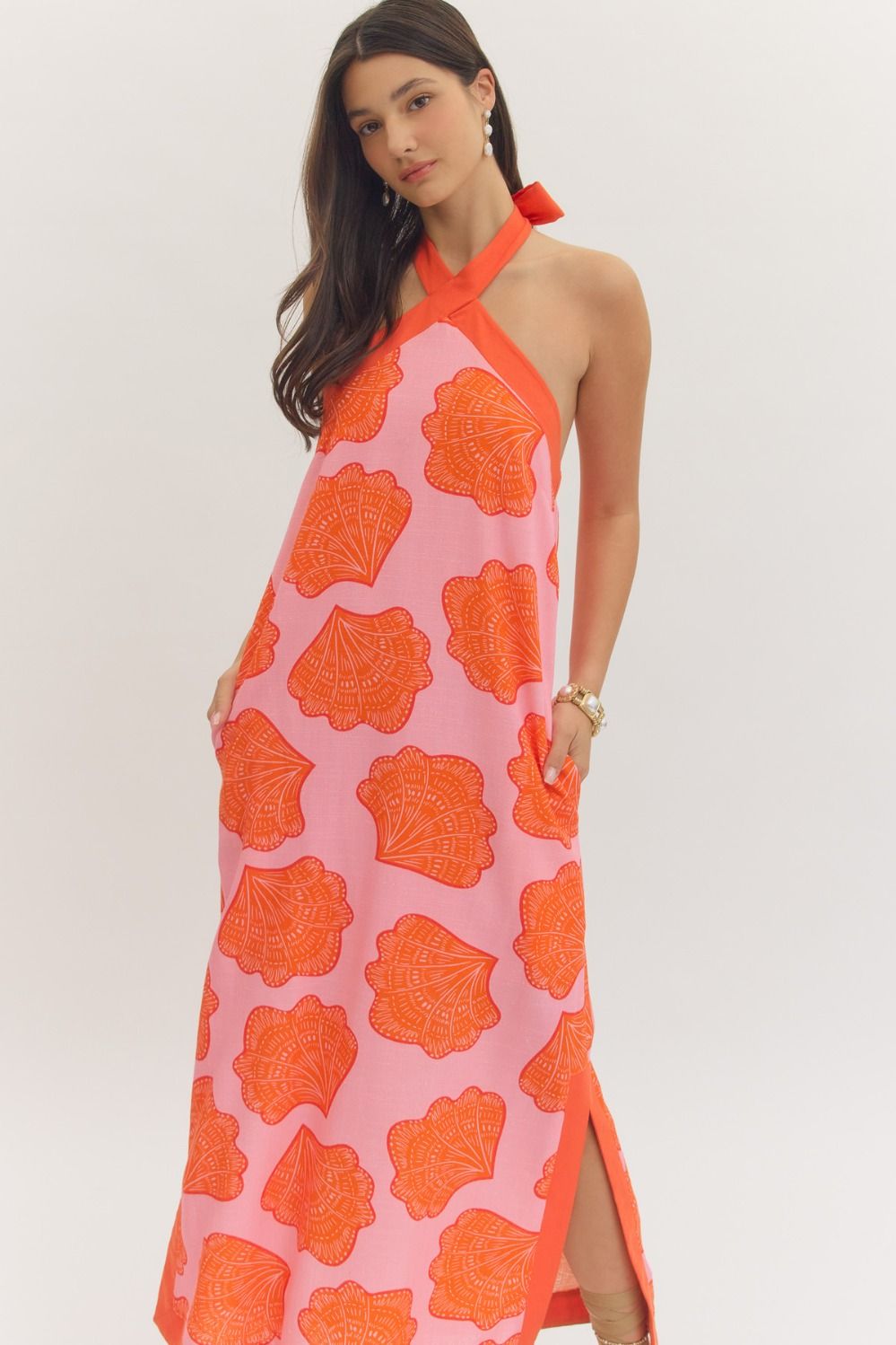 Pink & Orange Halter Dress