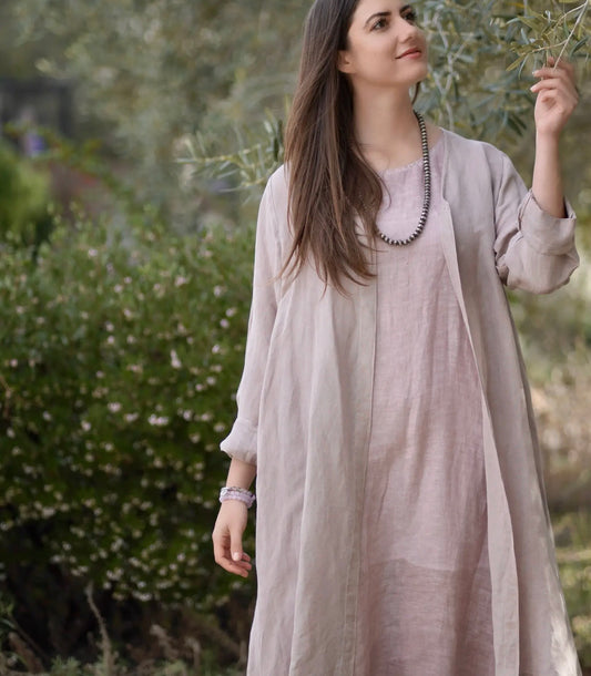 Dusty Pink Linen Duster
