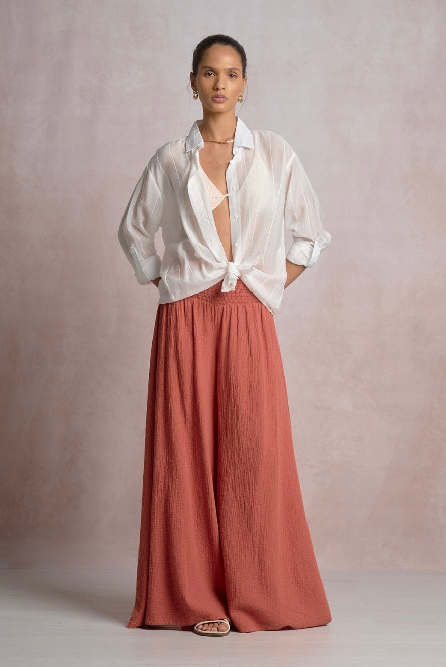 Orange Wide Leg Gauze Pants