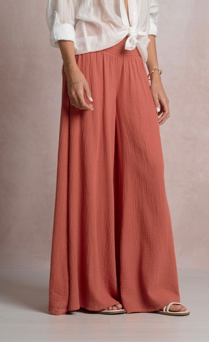 Orange Wide Leg Gauze Pants