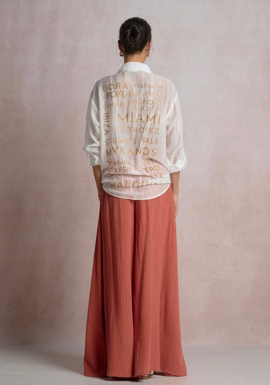 Orange Wide Leg Gauze Pants