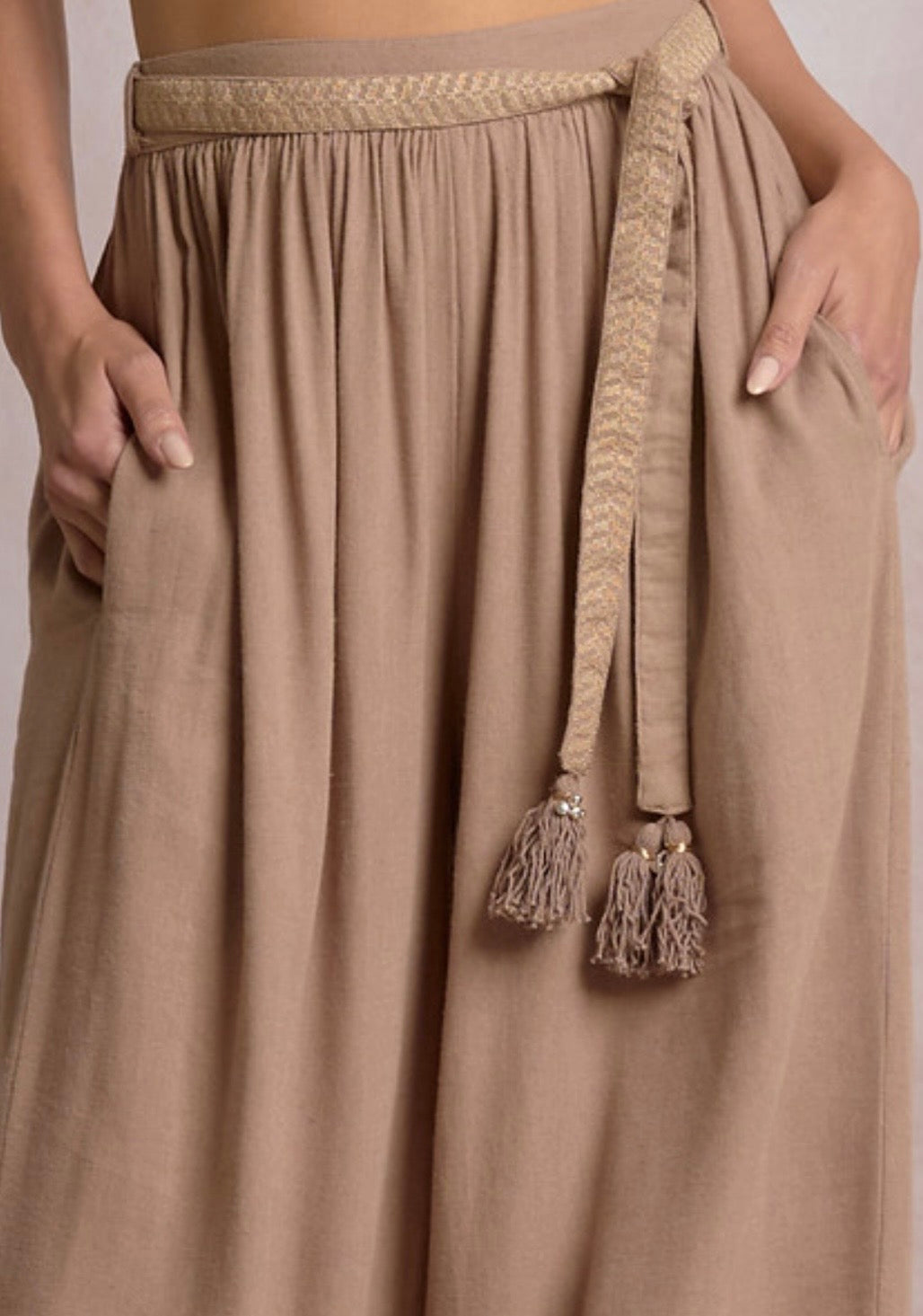 Taupe Pants with Braided Belt
