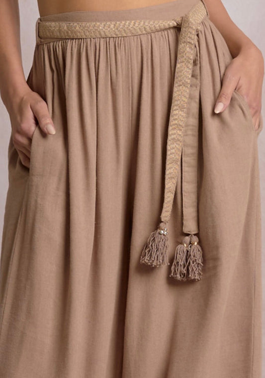Taupe Pants with Braided Belt