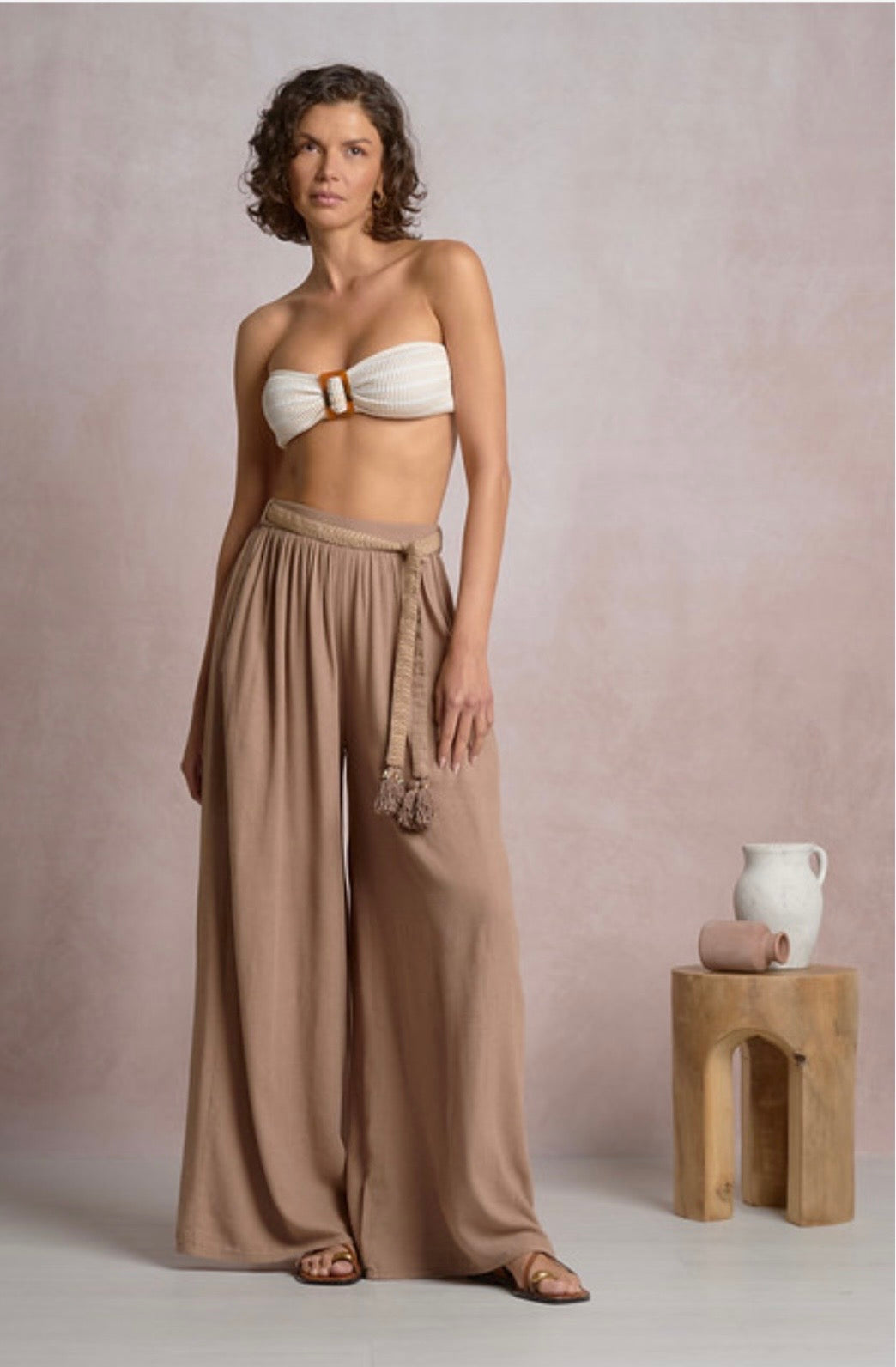 Taupe Pants with Braided Belt