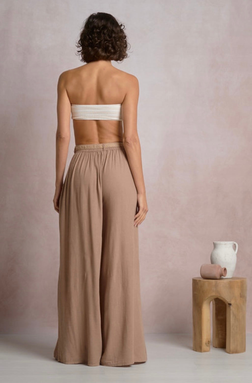 Taupe Pants with Braided Belt