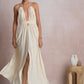 Off White Gauze Halter Maxi Dress