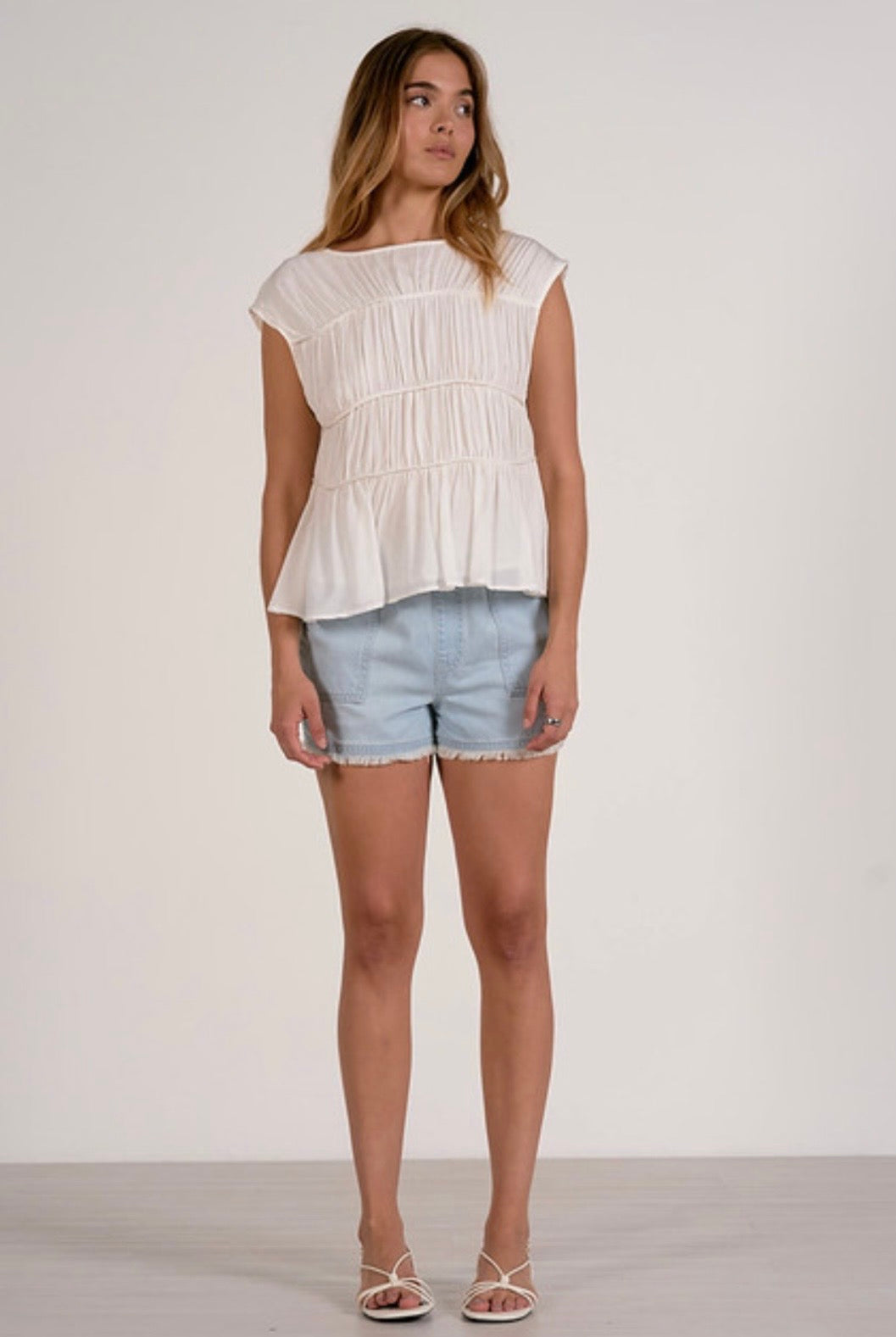 White Rouche Top
