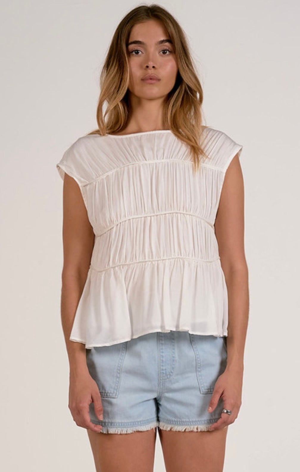 White Rouche Top