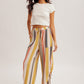 Coral & Olive Stripe Rouched Pants