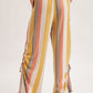 Coral & Olive Stripe Rouched Pants