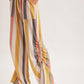 Coral & Olive Stripe Rouched Pants