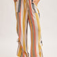 Coral & Olive Stripe Rouched Pants