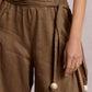 Brown Linen Pant with Beaded Belt
