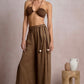 Brown Linen Pant with Beaded Belt