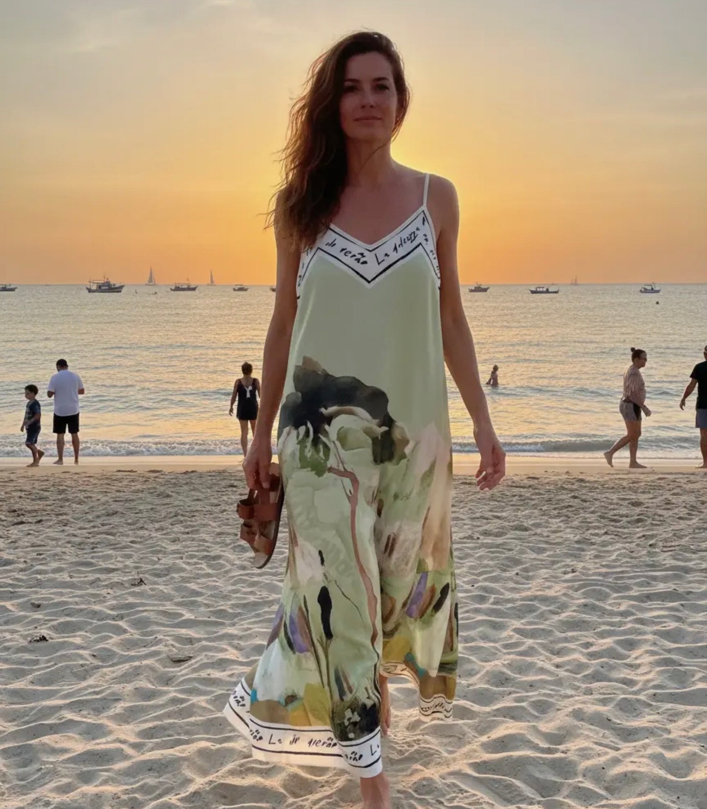 La Dolce Vita Silk Spaghetti Strap Dress