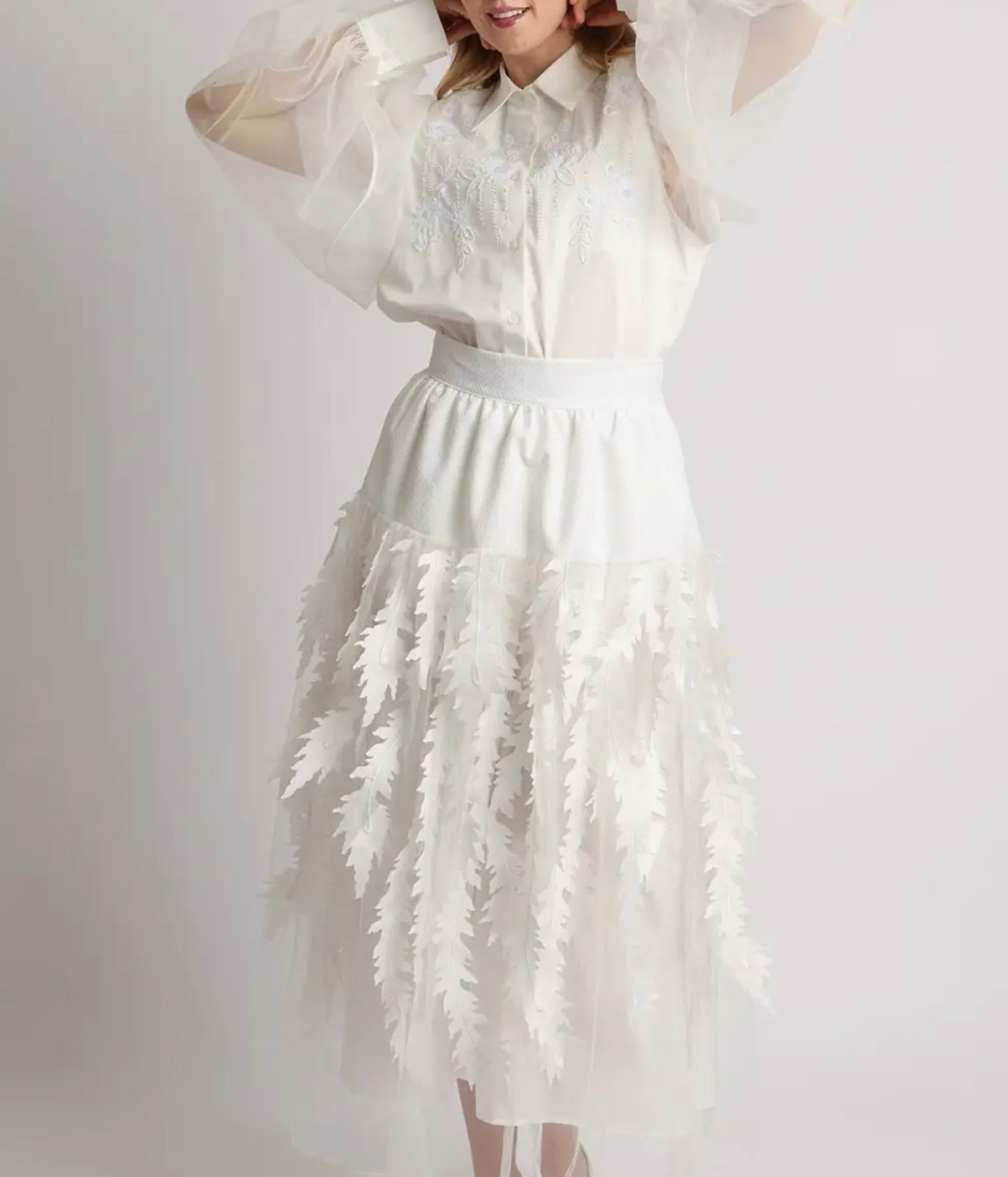 White Skirt with Leaf Detail