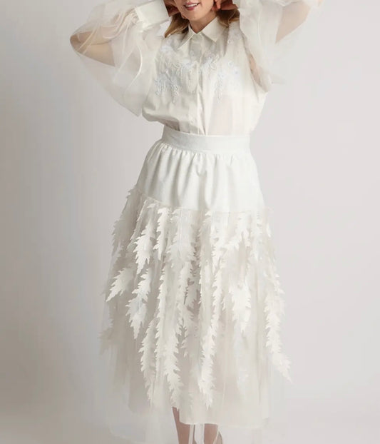 White Skirt with Leaf Detail