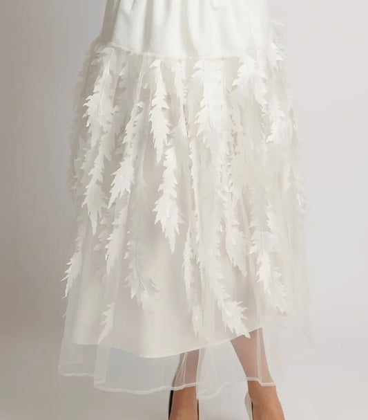 White Skirt with Leaf Detail