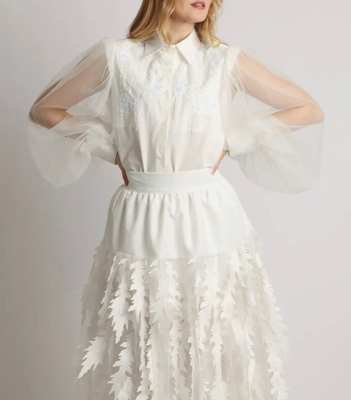 White Skirt with Leaf Detail