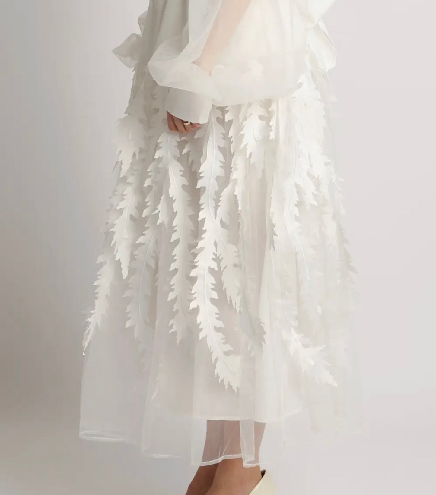 White Skirt with Leaf Detail
