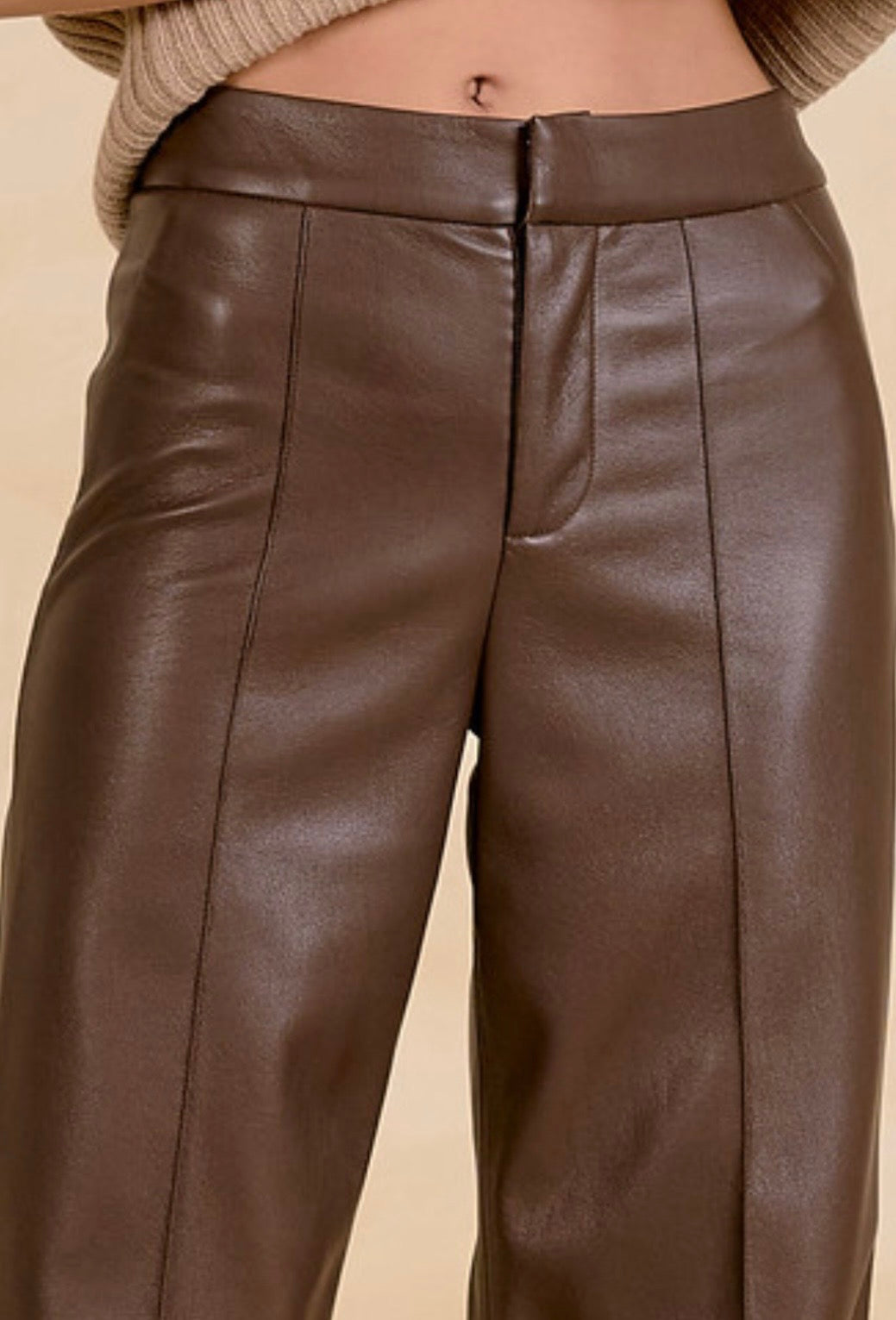 Brown Faux Leather Pants
