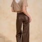 Brown Faux Leather Pants